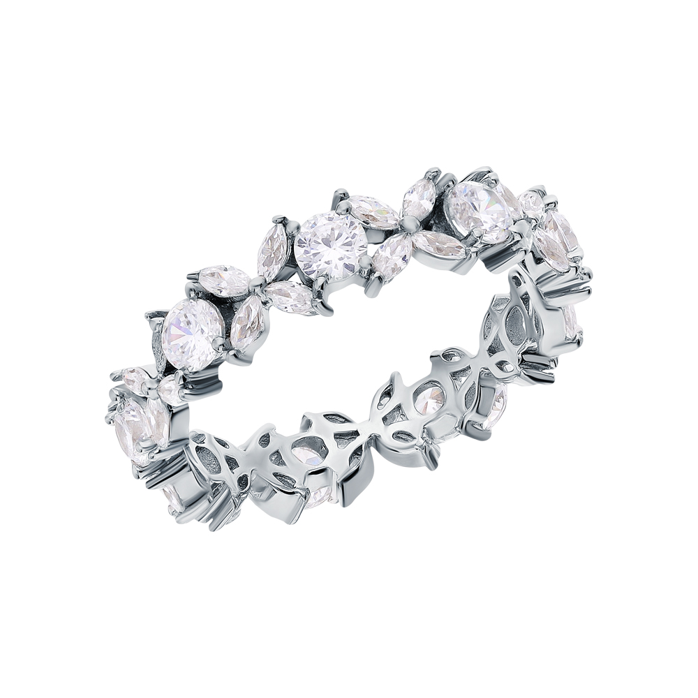 Фото «Серебряное кольцо с кубическим цирконием и цирконием»