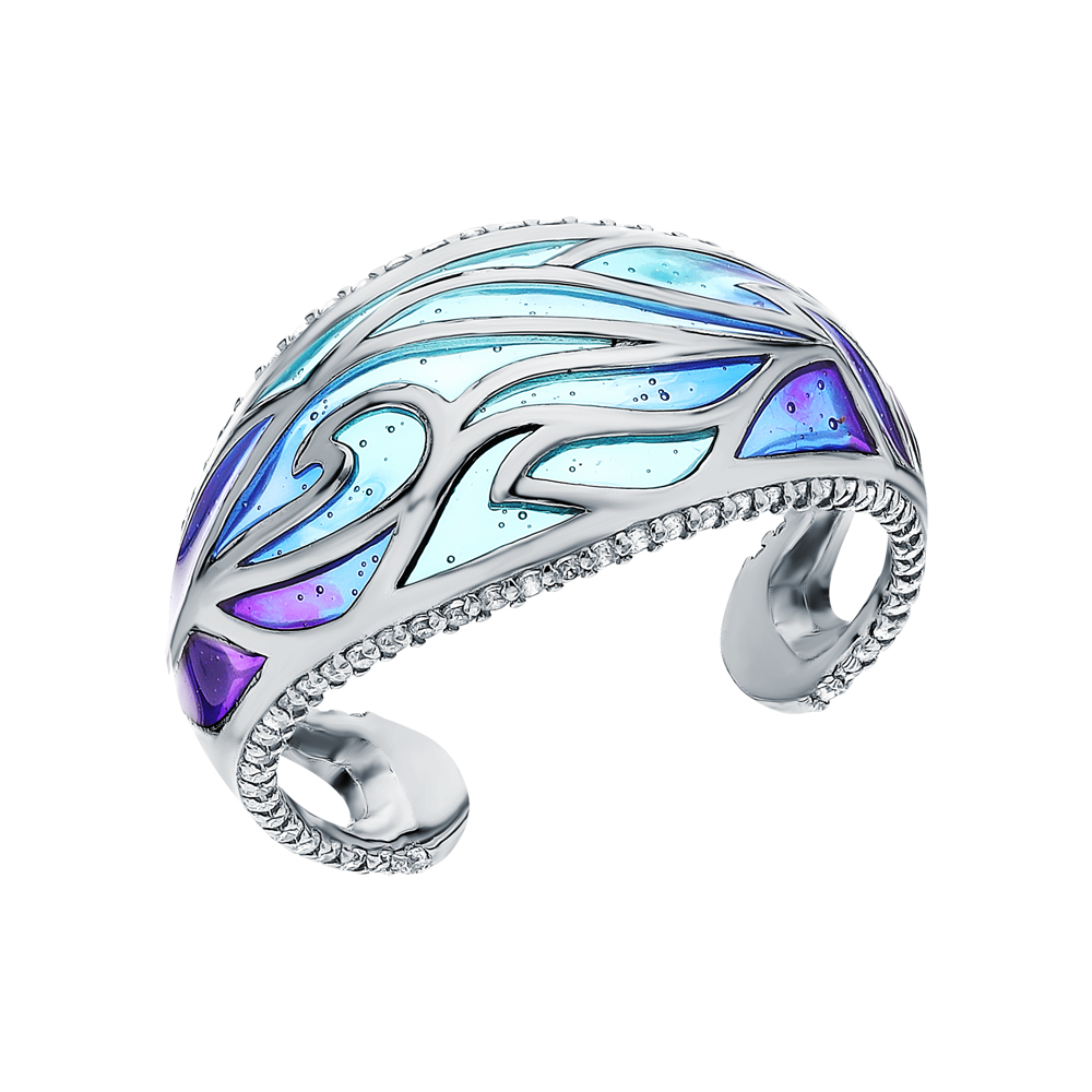 Серебряное кольцо с эмалью и кубическим цирконием в Самаре