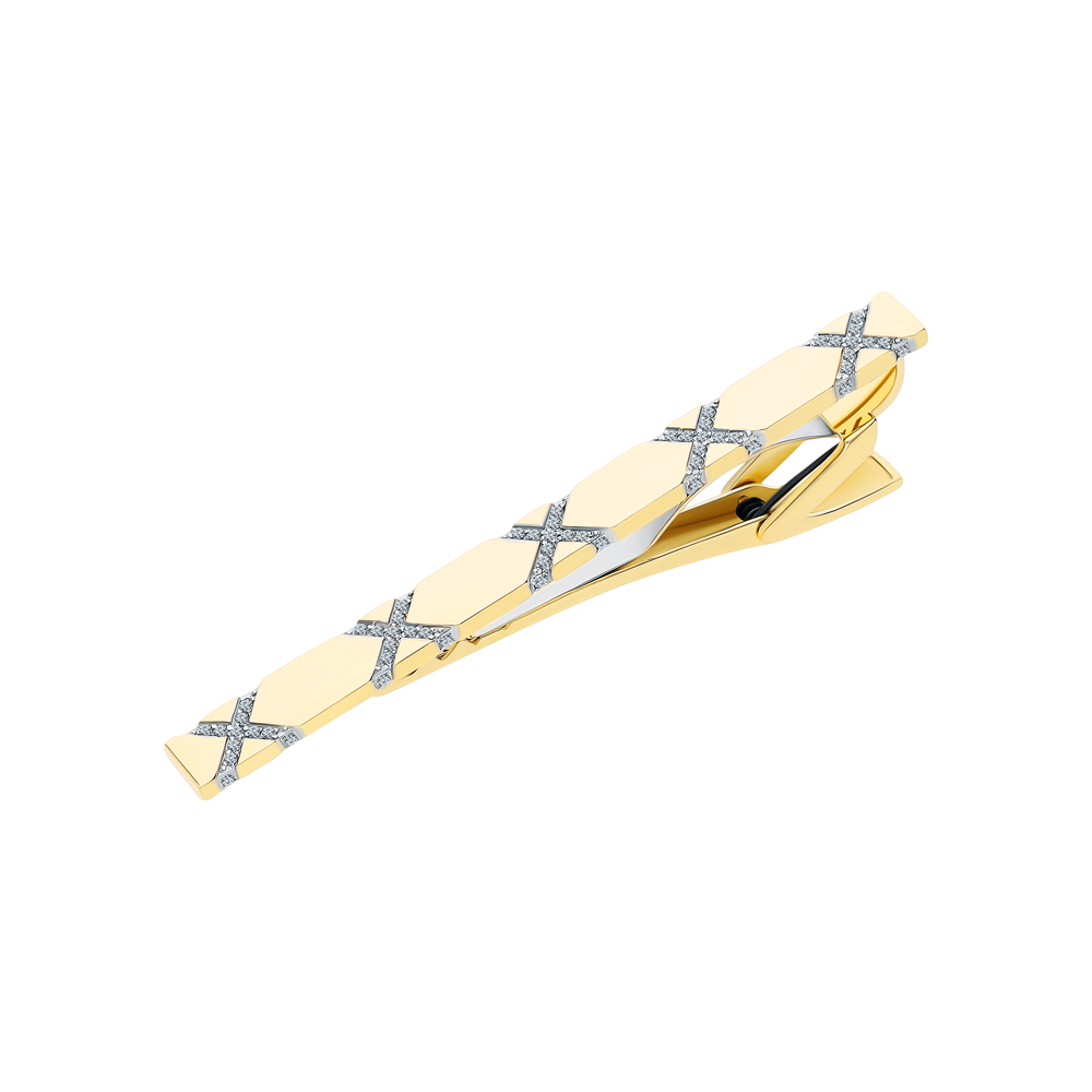 Золотой зажим для галстука с бриллиантами в Санкт-Петербурге