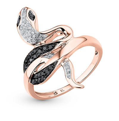 Золотое кольцо с бриллиантами чёрными и бриллиантами в Самаре
