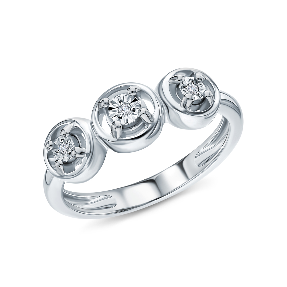 Серебряное кольцо с бриллиантами в Новосибирске