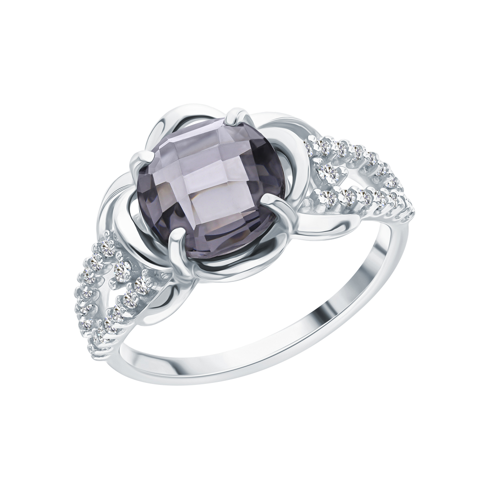 Серебряное кольцо с фианитами и топазами в Новосибирске