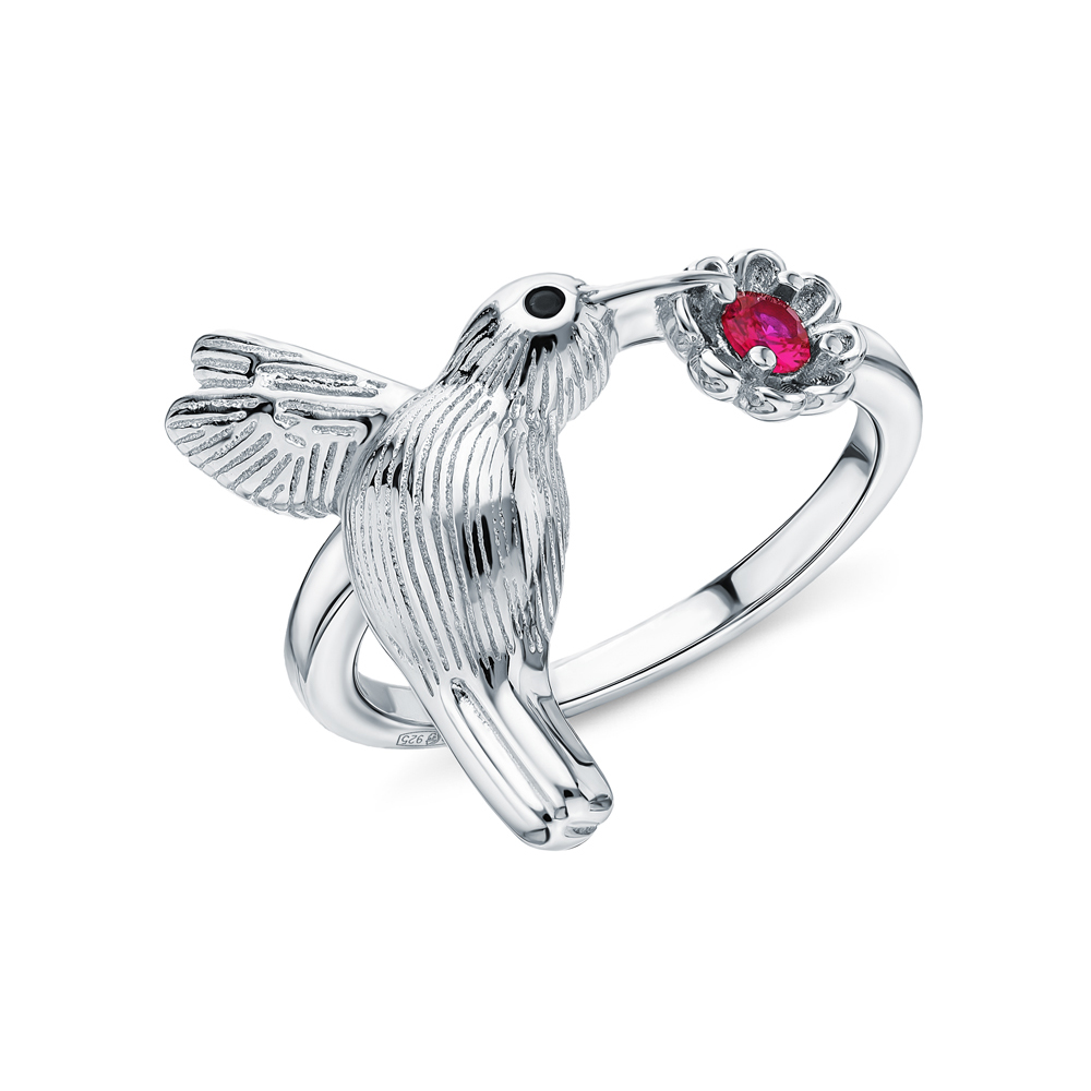 Серебряное кольцо с фианитами и корундом в Краснодаре