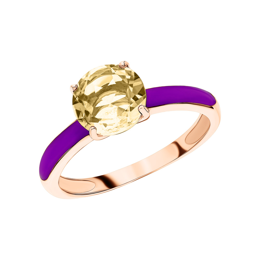 Фото «Золотое кольцо с эмалью и цитринами»