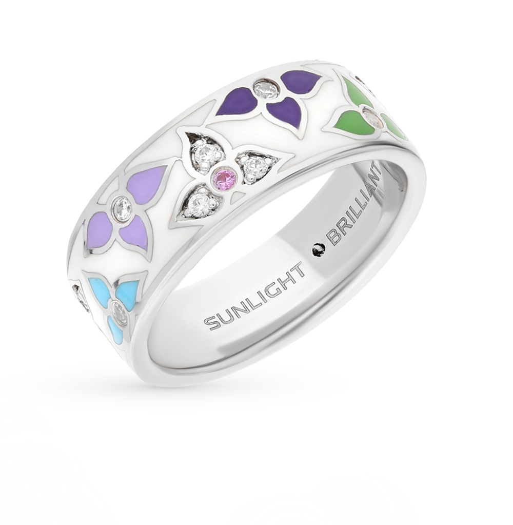 Фото «Керамическое кольцо с эмалью и фианитами»