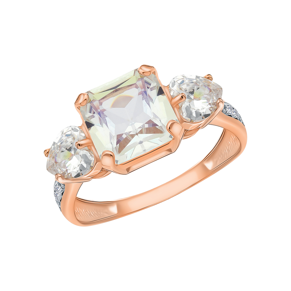 Золотое кольцо с фианитами и ювелирными кристаллами в Краснодаре
