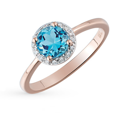 Золотое кольцо с топазами и бриллиантами в Самаре