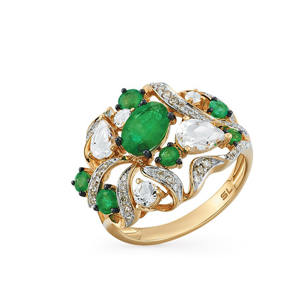 Фото «Золотое кольцо с изумрудами, топазами и бриллиантами»