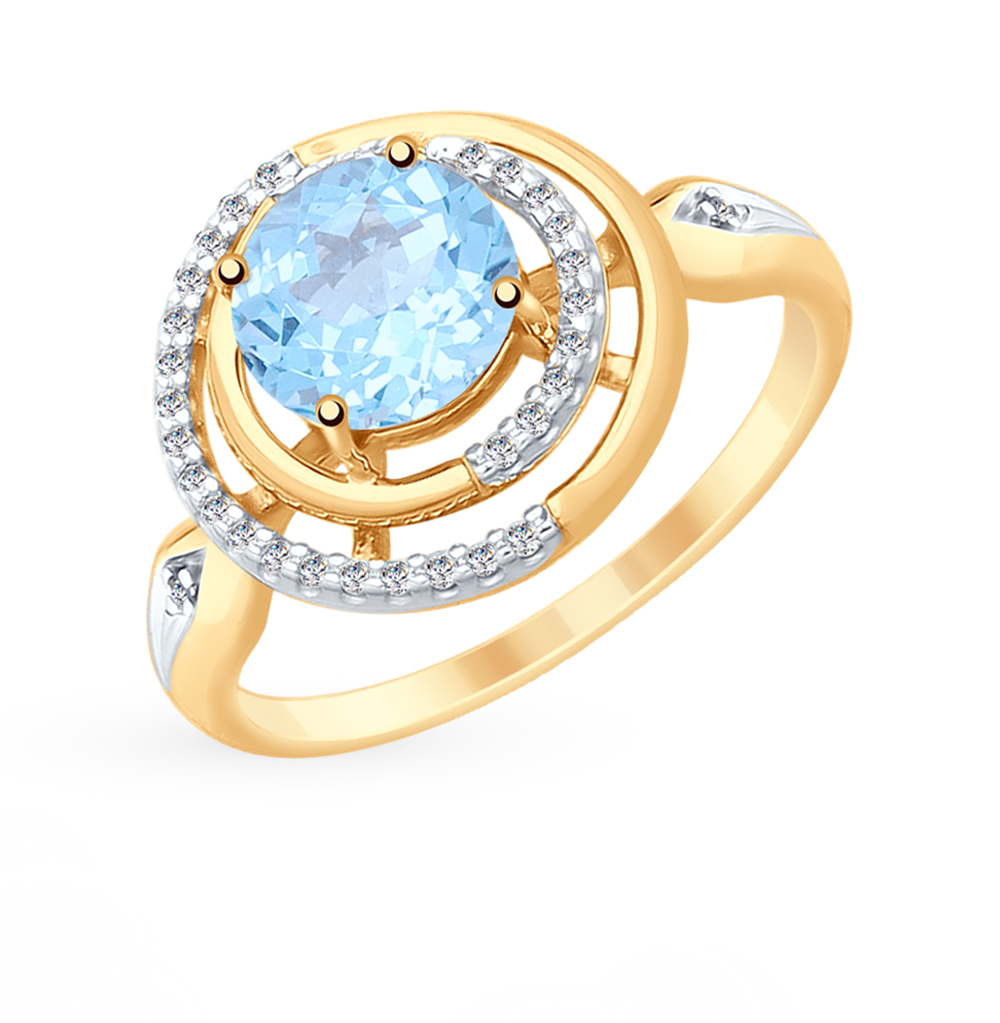 Золотое кольцо с фианитами и топазами в Самаре