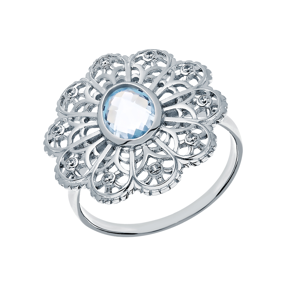Серебряное кольцо с фианитами и топазами в Краснодаре