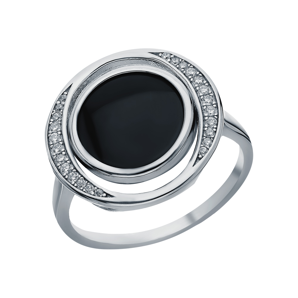 Серебряное кольцо с кубическим цирконием и керамикой в Краснодаре