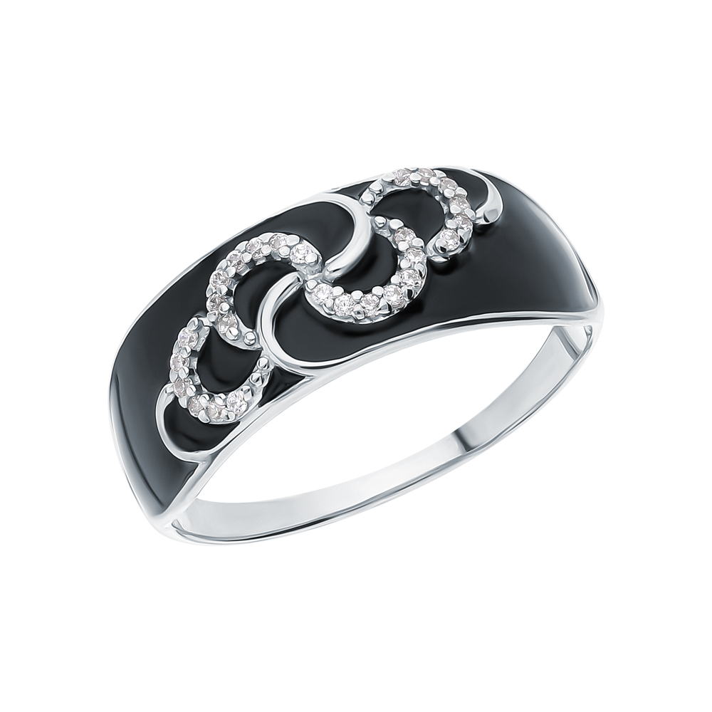 Серебряное кольцо с эмалью и кубическим цирконием в Екатеринбурге