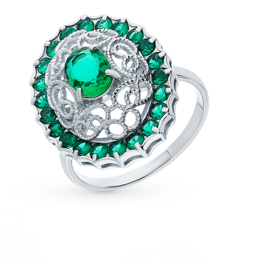 Серебряное кольцо с изумрудами в Самаре