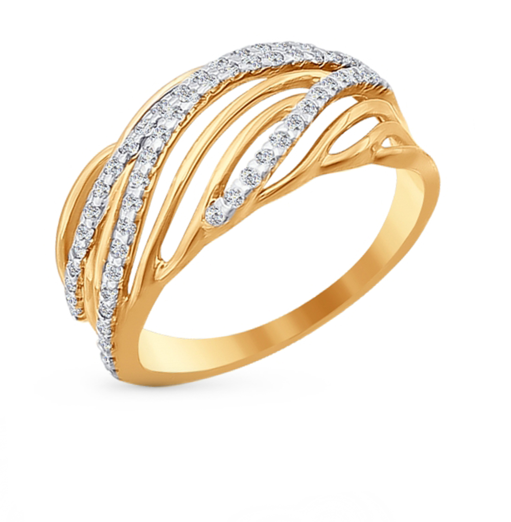 Фото «Золотое кольцо с фианитами SOKOLOV 015614*»