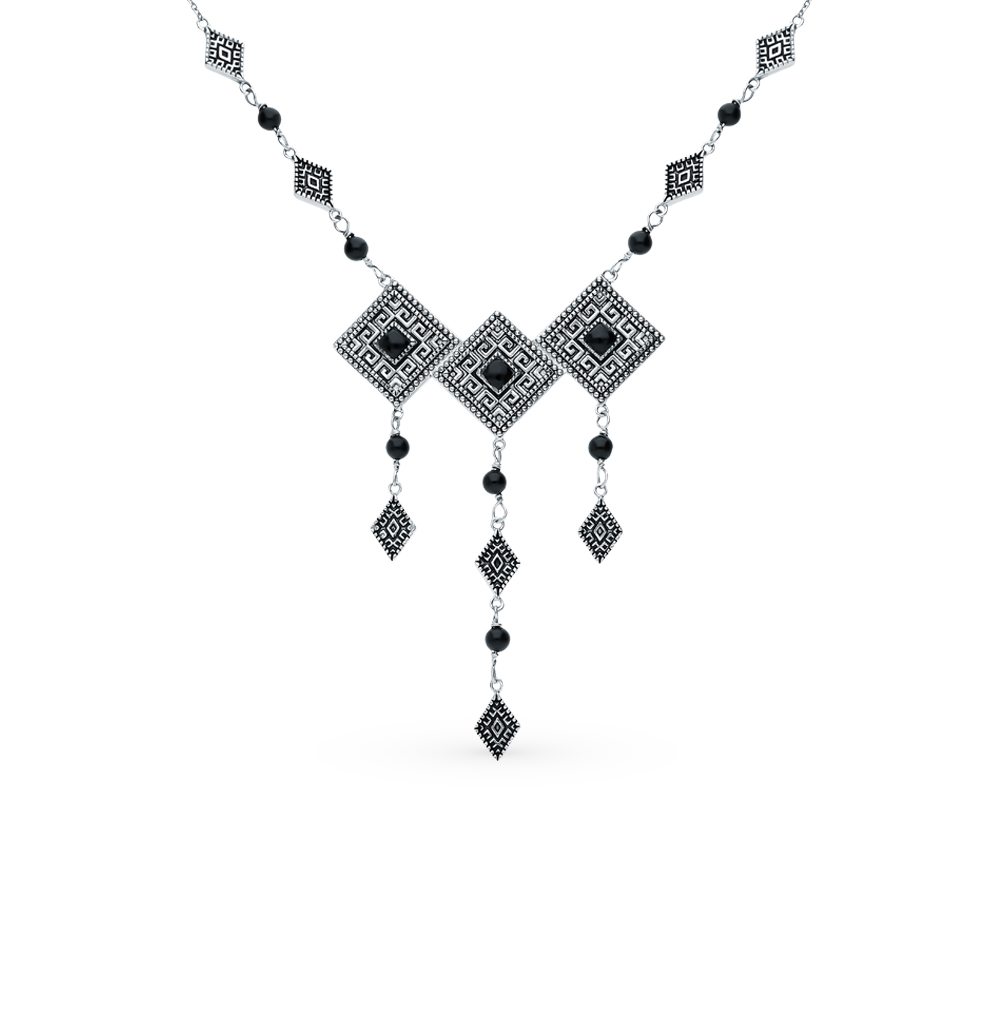 Серебряное шейное украшение с эмалью и агатом в Самаре