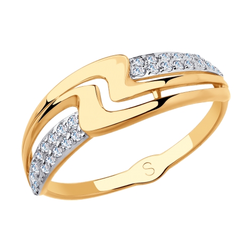 Золотое кольцо с фианитами SOKOLOV 018137 в Новосибирске