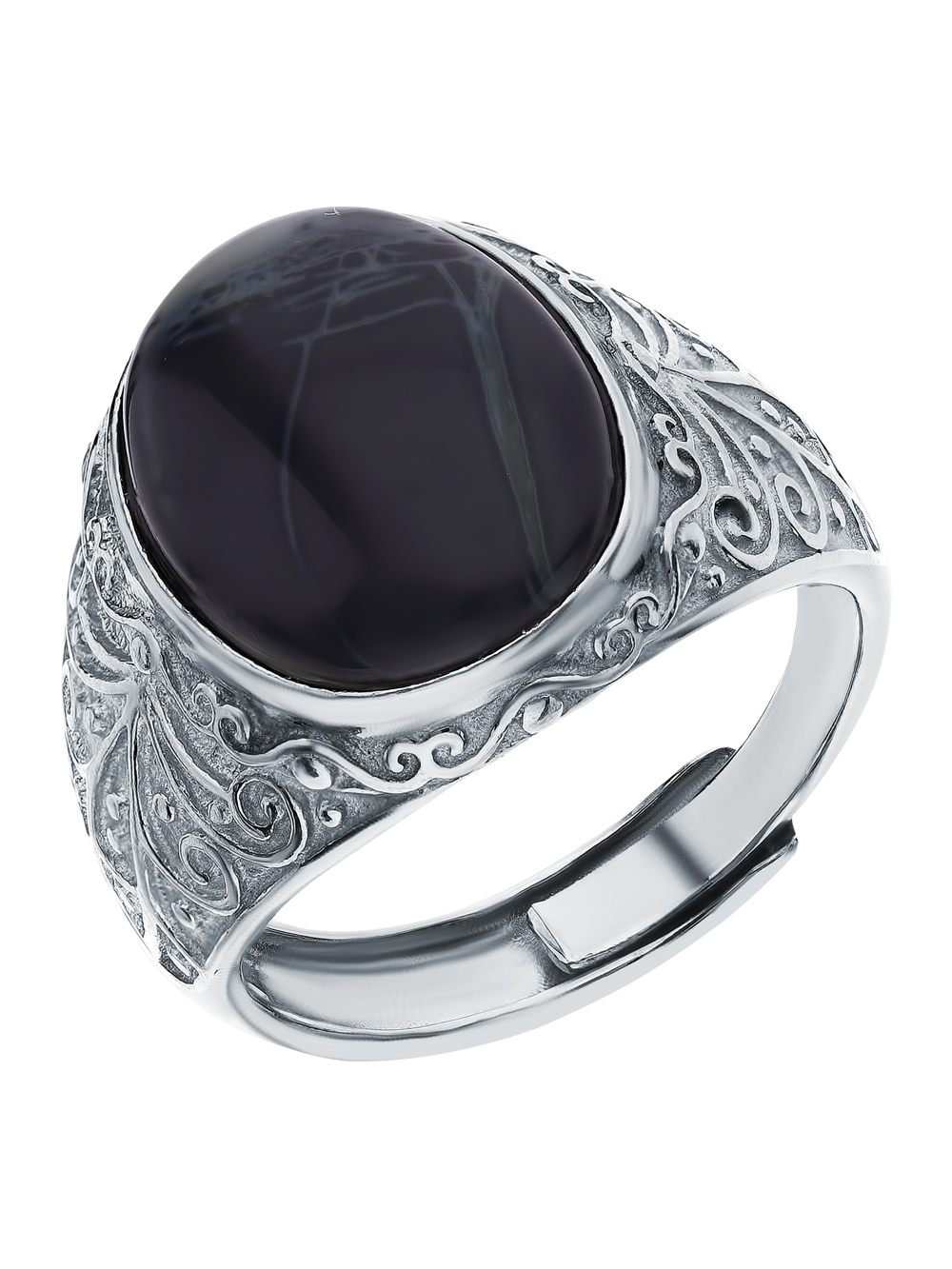 Серебряное кольцо с обсидианом в Ростовe-на-Дону
