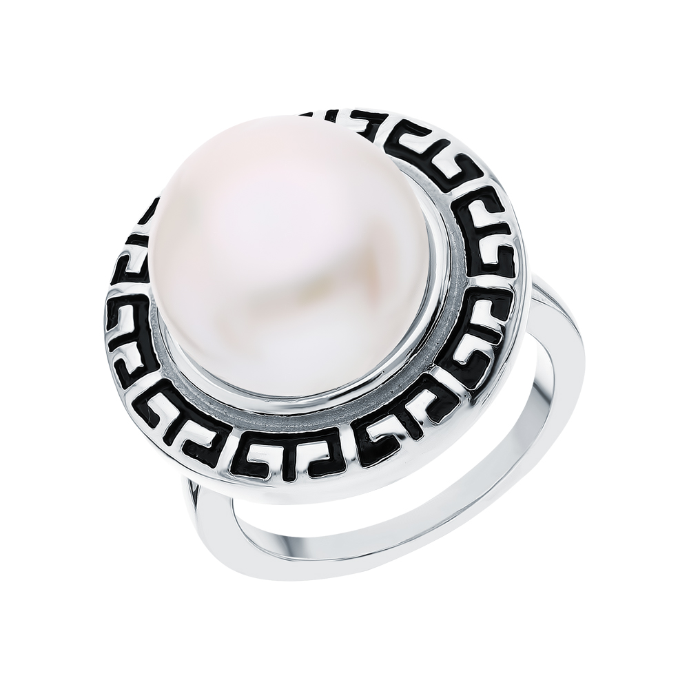 Серебряное кольцо с эмалью и жемчугом в Самаре