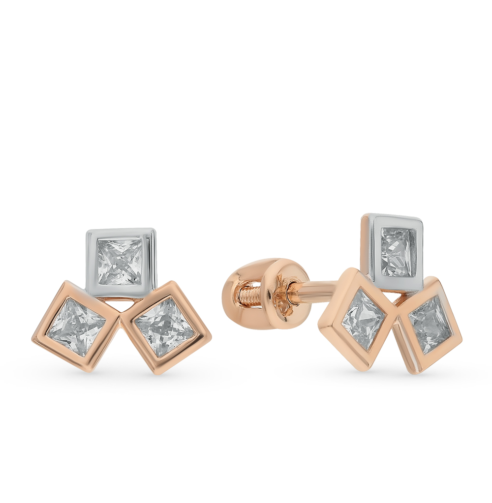 Золотые серьги с фианитами