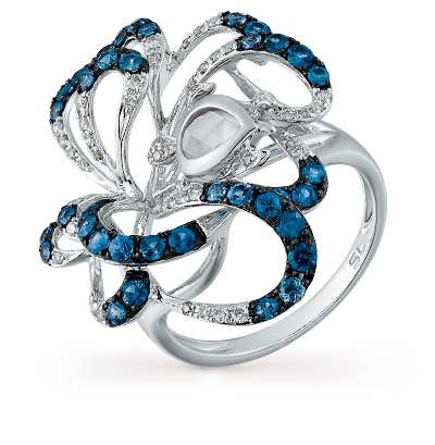 Фото «Золотое кольцо с кварцем, сапфирами и бриллиантами»