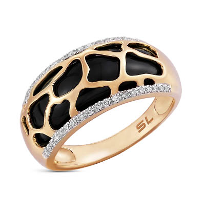 Золотое кольцо с ониксом и бриллиантами в Краснодаре