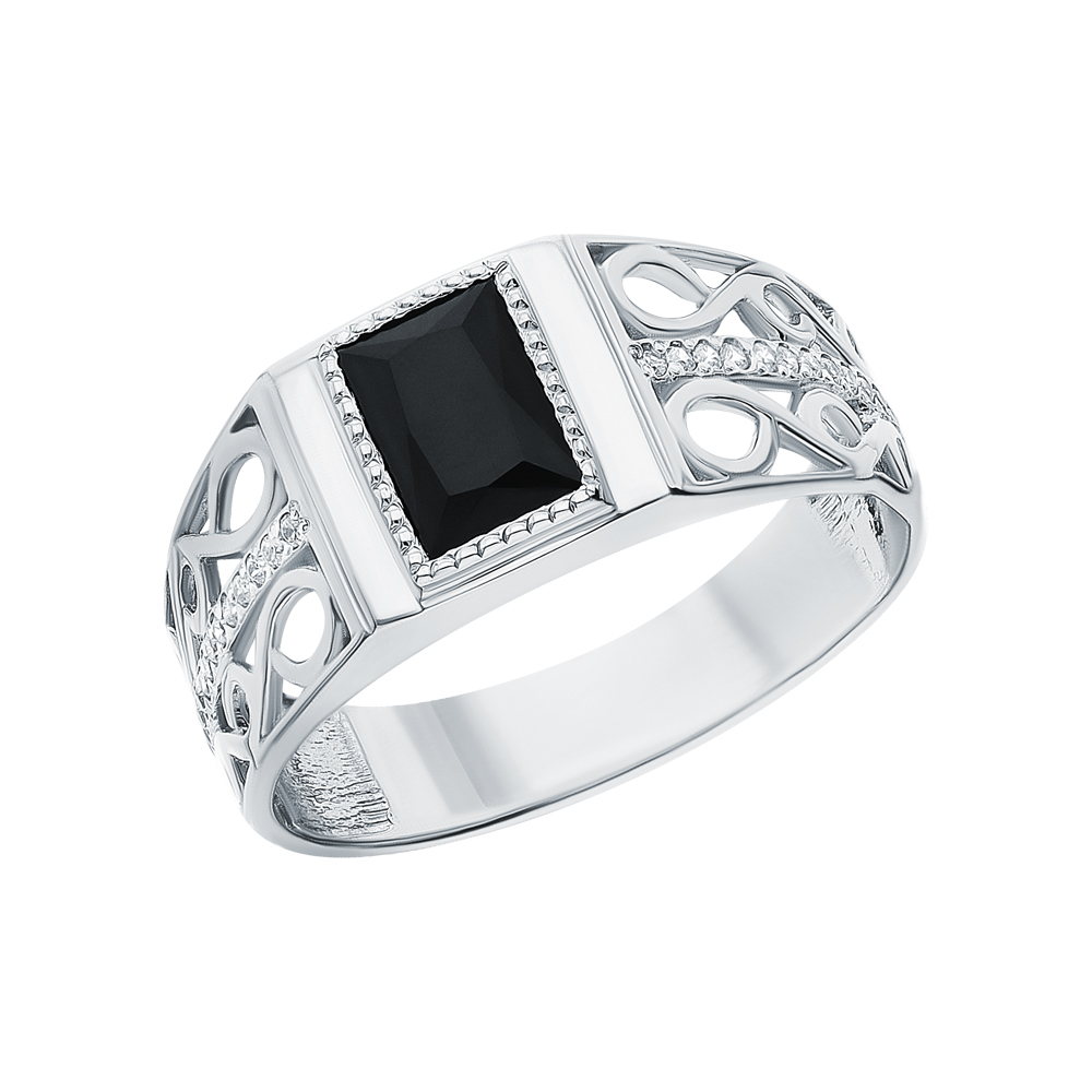Серебряное кольцо с фианитами и со шпинелью в Краснодаре