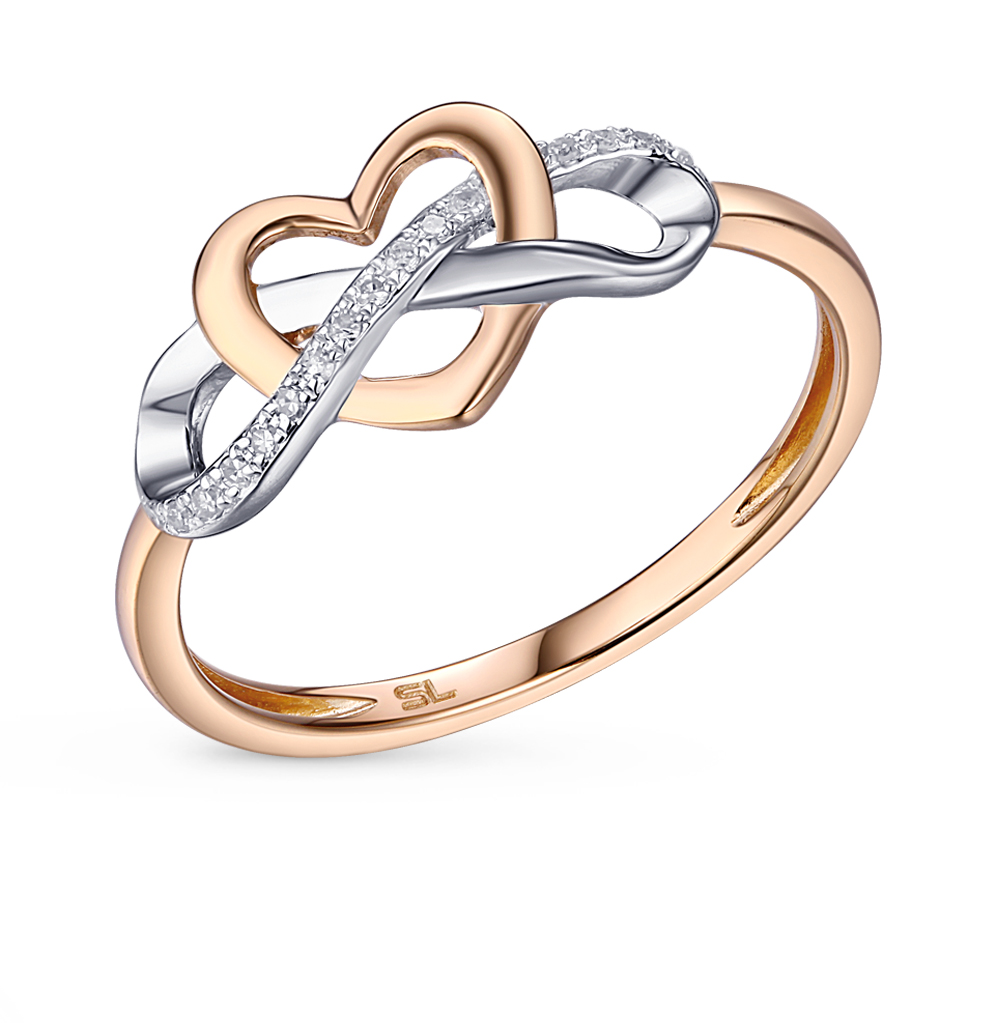 Золотое кольцо с двумя сердечками