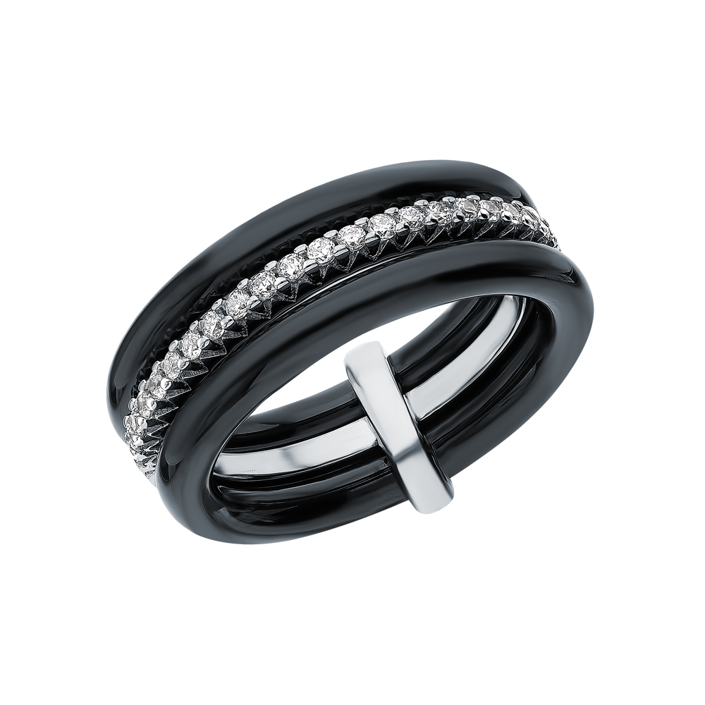Фото «Серебряное кольцо с фианитами и керамикой»