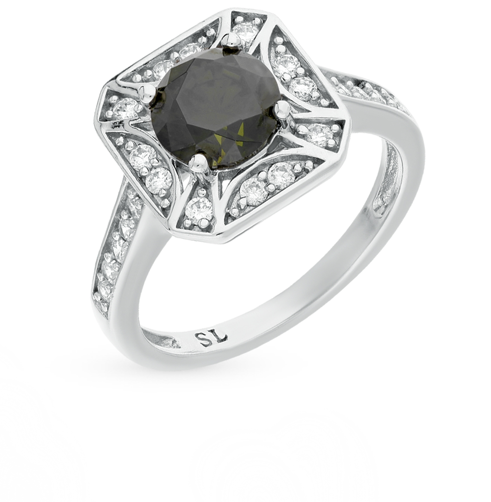 Фото «Серебряное кольцо с фианитами и хризолитом»