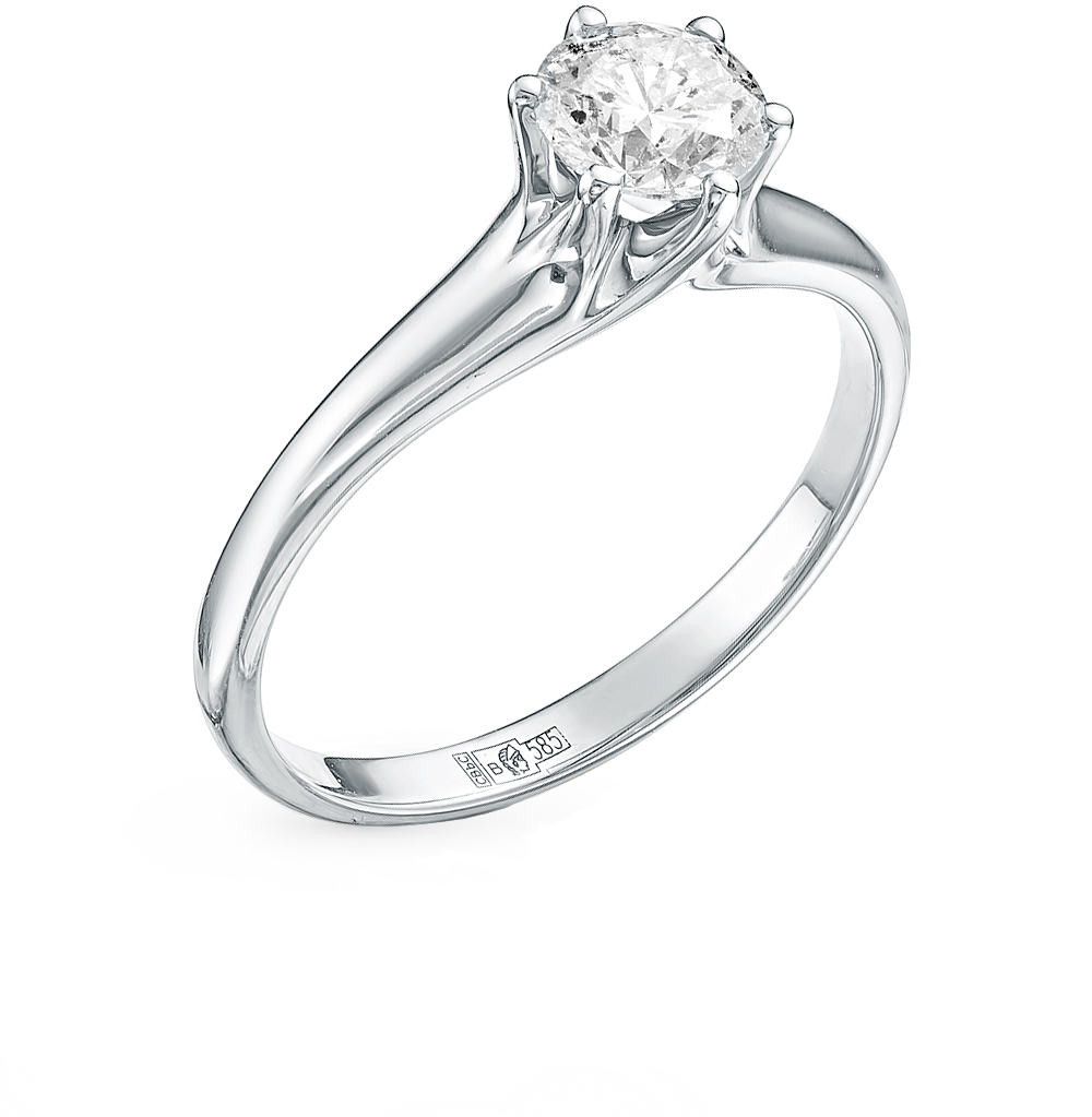 Помолвочное кольцо белое золото с бриллиантом