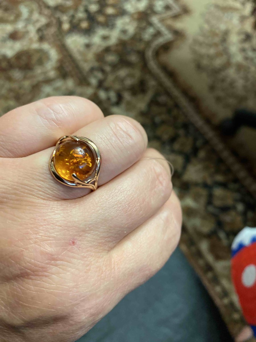 Золотое кольцо с янтарем NEW GOLD 104000192953ya*: розовое золото 585 ...
